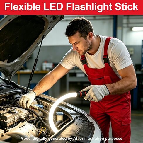 Flexible LED Flashlight Stick, Rechargeable High Lumen Mechanic Inspection Light, 3 Lighting Modes, Automotive Repair Tool for Tight Spaces & Detail Work in Kuwait