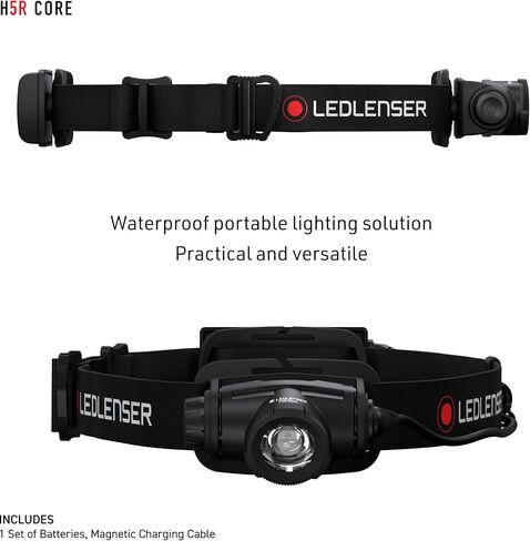 Ledlenser, H5R Core Rechargeable Headlamp, 500 lumens, Advanced Focus System, Constant Light Output, Dimmable, Magnetic Charge System, Dustproof, Waterproof, Connecting System in Kuwait