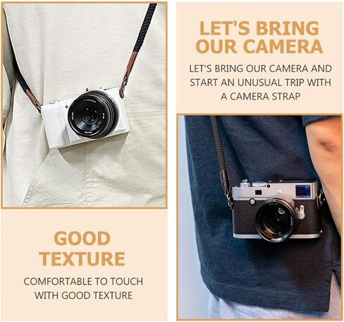 Toddmomy 2pcs Vintage Camera Neck Strap Cotton Belt for Compact Cameras in Kuwait