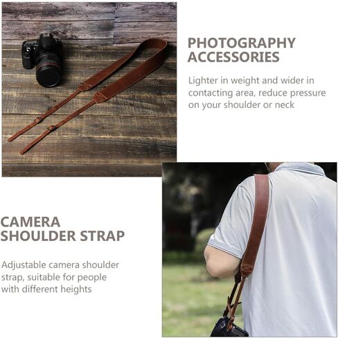 KALLORY Brown Leather Camera Shoulder Strap for Mirrorless Travel in Kuwait
