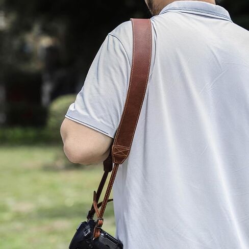 KALLORY Brown Leather Camera Shoulder Strap for Mirrorless Travel in Kuwait