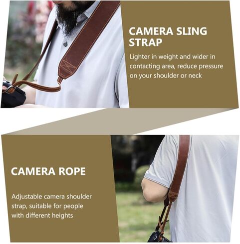 KALLORY Brown Leather Camera Shoulder Strap for Mirrorless Travel in Kuwait