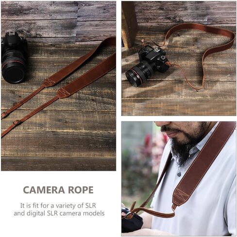 KALLORY Brown Leather Camera Shoulder Strap for Mirrorless Travel in Kuwait