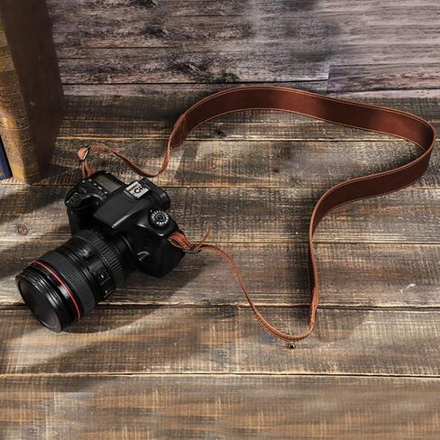 Vintage Crazy Horse Leather Camera Neck Strap for Mirrorless Cameras in Kuwait