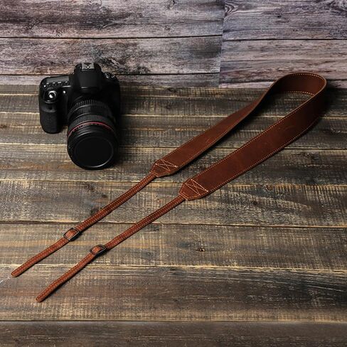 Vintage Crazy Horse Leather Camera Neck Strap for Mirrorless Cameras in Kuwait