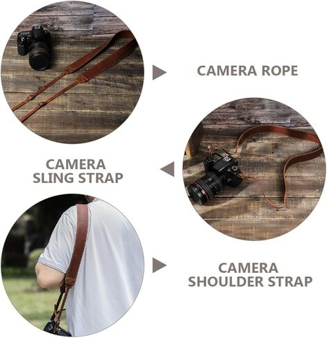 Vintage Crazy Horse Leather Camera Neck Strap for Mirrorless Cameras in Kuwait