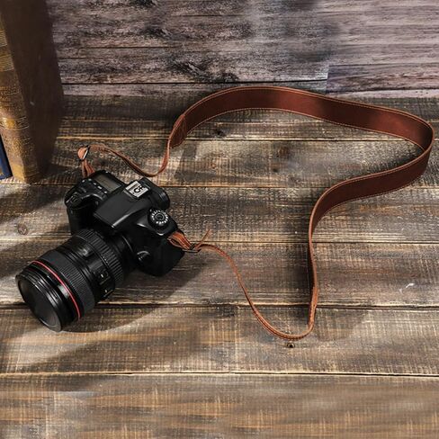 OSALADI Brown Leather Camera Shoulder Strap for Photographers, Adjustable in Kuwait