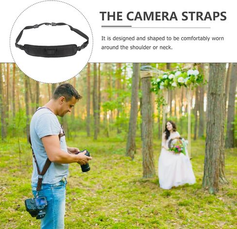 KALLORY Adjustable Nylon Camera Shoulder Strap with Two Pockets Black in Kuwait