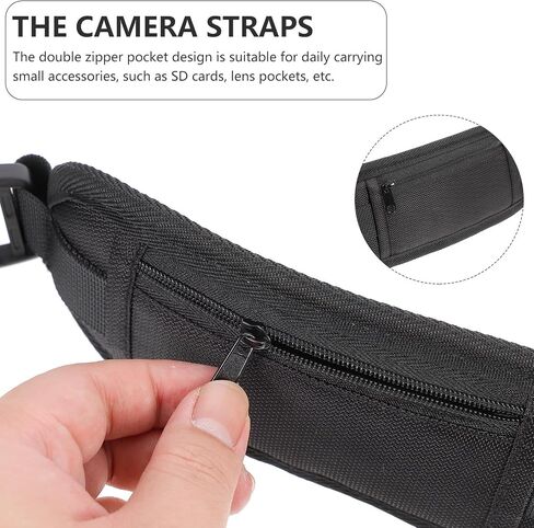 KALLORY Adjustable Nylon Camera Shoulder Strap with Two Pockets Black in Kuwait