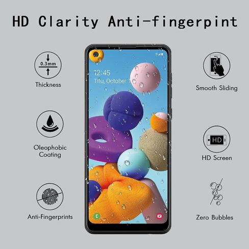 [4 Pack] Tempered Glass Screen Protector for Samsung Galaxy A21 in Kuwait