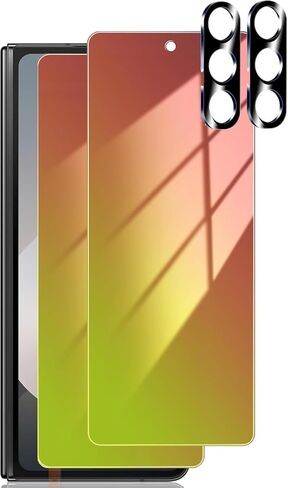 for Samsung Galaxy Z Fold 7 / Fold 8 Ultra Screen Protector, Gradient Colorful Privacy Anti Blue Light Tempered Glass Front Screen Protector with Rear Metal Camera Lens Protector, Bubble Free Anti Scratch in Kuwait