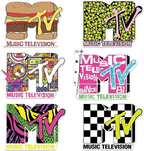 MTV Logo 6ct Vinyl L Deluxe Sticker Variety, Tablet, Indoor & Outdoor Use in Kuwait