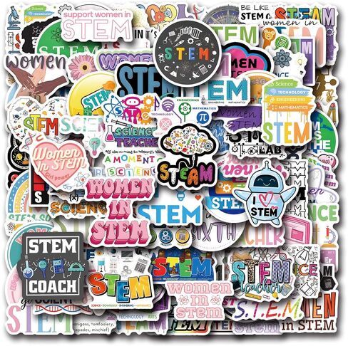 110Pcs Stem Stickers for Water Bottle, Laptop, Chemistry, Biology, Physics, Science Stickers- Women in Stem Gifts, Science Party Supplies- Gift for Women & Men in Kuwait