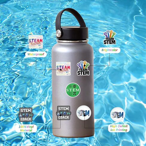 110Pcs Stem Stickers for Water Bottle, Laptop, Chemistry, Biology, Physics, Science Stickers- Women in Stem Gifts, Science Party Supplies- Gift for Women & Men in Kuwait