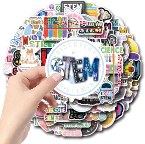110Pcs Stem Stickers for Water Bottle, Laptop, Chemistry, Biology, Physics, Science Stickers- Women in Stem Gifts, Science Party Supplies- Gift for Women & Men in Kuwait