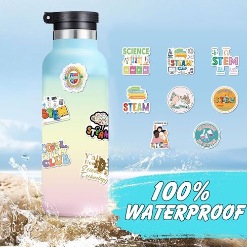 110Pcs Stem Stickers for Water Bottle, Laptop, Chemistry, Biology, Physics, Science Stickers- Women in Stem Gifts, Science Party Supplies- Gift for Women & Men in Kuwait