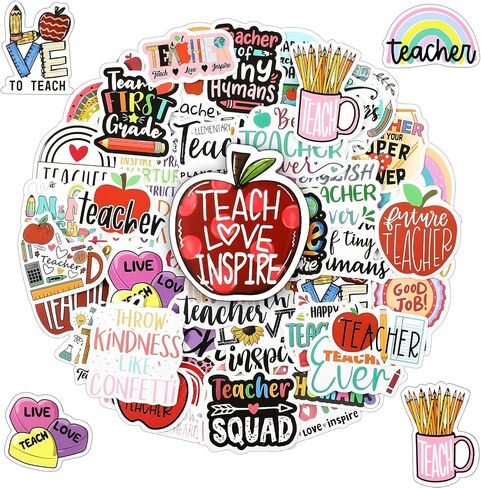 Sabary 276 Pcs Teacher Stickers for Laptop Water Bottles Vinyl Waterproof Sticker Teacher Appreciation Gifts Bulk Back to School Gift Party Favor for Women Men in Kuwait