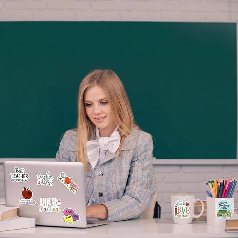 Sabary 276 Pcs Teacher Stickers for Laptop Water Bottles Vinyl Waterproof Sticker Teacher Appreciation Gifts Bulk Back to School Gift Party Favor for Women Men in Kuwait