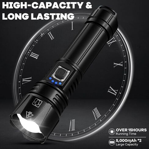 crazybrace Rechargeable Flashlights High Lumens, 2Pack 99000 Lumen Super Bright Led Flashlight with 5 Modes & 15H Long Runtime in Kuwait