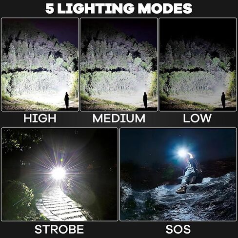crazybrace Rechargeable Flashlights High Lumens, 2Pack 99000 Lumen Super Bright Led Flashlight with 5 Modes & 15H Long Runtime in Kuwait