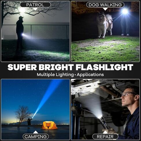 crazybrace Rechargeable Flashlights High Lumens, 2Pack 99000 Lumen Super Bright Led Flashlight with 5 Modes & 15H Long Runtime in Kuwait