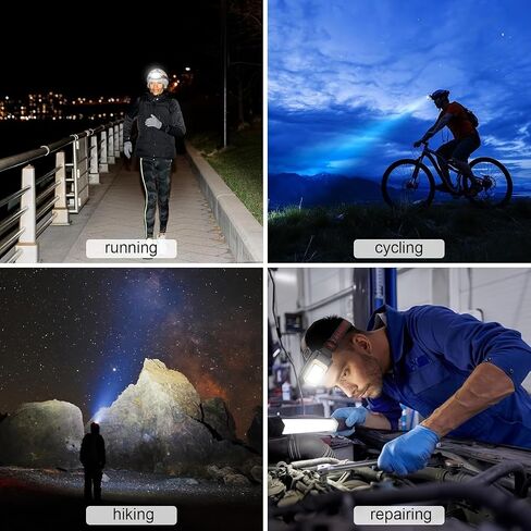 LED Rechargeable Headlamp, Super Bright Headlamp with Motion Sensor, USB/Solar Charging, 6 Modes with Red Light Waterproof Head lamp for Outdoors, Camping, Hiking, and Emergencies in Kuwait