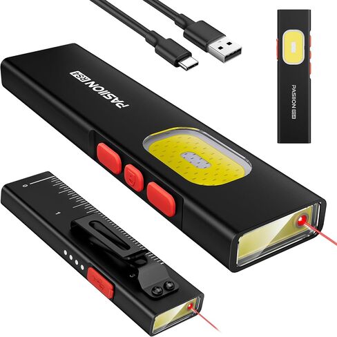 Flat EDC Flashlight, Rechargeable Pocket LED Light with Lock Function, USB-C, Magnetic Base & Dual Clip, Compact Multi-Functional Design for Everyday Carry in Kuwait