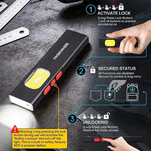 Flat EDC Flashlight, Rechargeable Pocket LED Light with Lock Function, USB-C, Magnetic Base & Dual Clip, Compact Multi-Functional Design for Everyday Carry in Kuwait