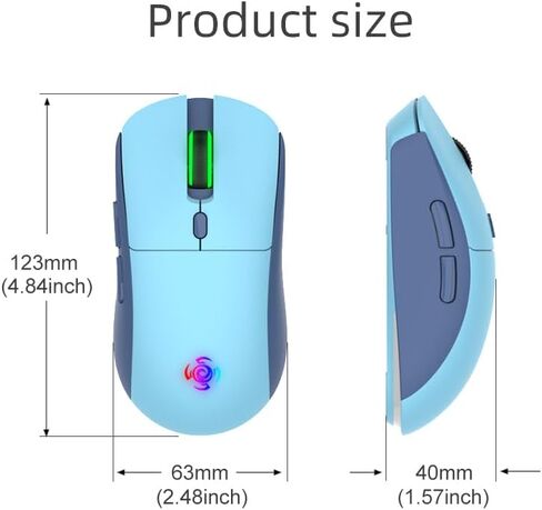 Wireless Gaming Mouse, 2.4G/USB-C/BT Wireless Mouse with 800mAh Battery, Adjustable 24,000 DPI & 1000 Polling Rate, PAW3311 Sensor, RGB Lighting, Programmable Buttons, for Win/Mac in Kuwait