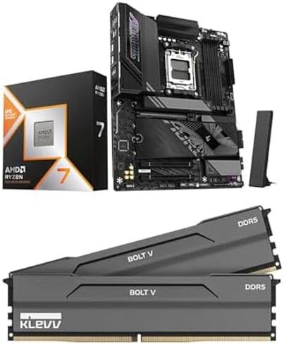 Micro Center 3-in-1 Combo: AMD Ryzen 7 9800X3D CPU Processor + GIGABYTE X870E AORUS Elite WIFI7 AM5 Motherboard + KLEVV Bolt V DDR5 32GB (2x16GB) 6000MHz CL30 Ram Memory in Kuwait