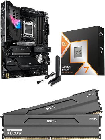 Micro Center 3-in-1 Combo: AMD Ryzen 7 9850X3D CPU Processor with ASUS ROG Strix X870E-E R2 Gaming WiFi ATX Motherboard and KLEVV Bolt V DDR5 32GB (2x16GB) 6000MHz CL30 Ram Memory in Kuwait