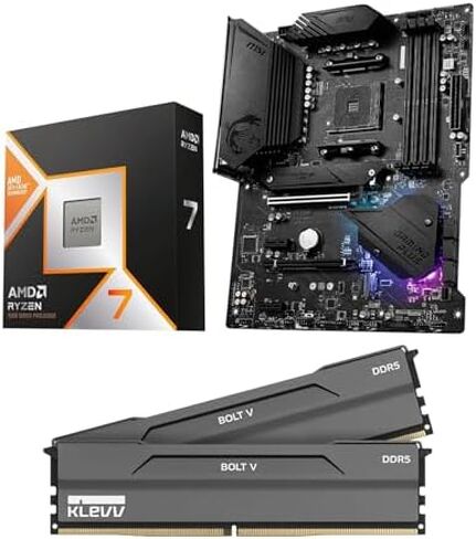 Micro Center 3-in-1 Combo: AMD Ryzen 7 9850X3D CPU Processor with ASUS TUF Gaming B850-E WiFi ATX Motherboard and KLEVV Bolt V DDR5 32GB (2x16GB) 6000MHz CL30 Ram Memory in Kuwait
