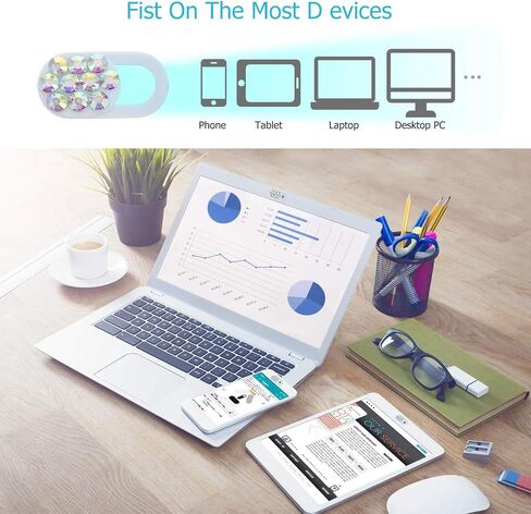 4pcs Rhinestone Webcam Privacy Covers for Laptop Tablet Computer, Easy to Install Abs Material Camera Slide with Side Protection, Lightweight and Fashionable Privacy Security in Kuwait