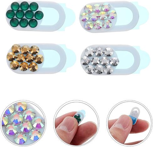 4pcs Rhinestone Webcam Privacy Covers for Laptop Tablet Computer, Easy to Install Abs Material Camera Slide with Side Protection, Lightweight and Fashionable Privacy Security in Kuwait
