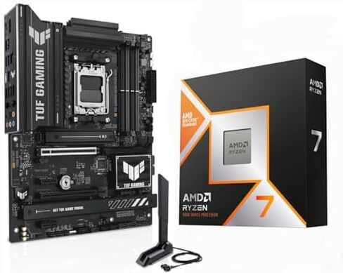 Micro Center CPU Motherboard Memory Combo: AMD Ryzen 7 9800X3D CPU Processor with ASUS TUF Gaming B850-PLUS WiFi AM5 ATX Motherboard and KLEVV Bolt V DDR5 32GB (2x16GB) 6000MHz CL30 Ram Memory in Kuwait