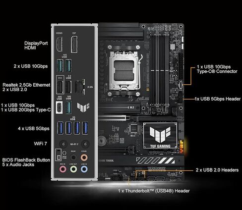Micro Center CPU Motherboard Memory Combo: AMD Ryzen 7 9800X3D CPU Processor with ASUS TUF Gaming B850-PLUS WiFi AM5 ATX Motherboard and KLEVV Bolt V DDR5 32GB (2x16GB) 6000MHz CL30 Ram Memory in Kuwait