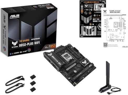 Micro Center CPU Motherboard Memory Combo: AMD Ryzen 7 9800X3D CPU Processor with ASUS TUF Gaming B850-PLUS WiFi AM5 ATX Motherboard and KLEVV Bolt V DDR5 32GB (2x16GB) 6000MHz CL30 Ram Memory in Kuwait