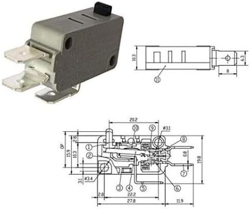 EXP480 Microwave Door Switch (NC - NO) Normally Closed/Open Replaces KW3A-16Z0-A200-76, W10211972, AP4357880, PS2338920 in Saudi Arabia