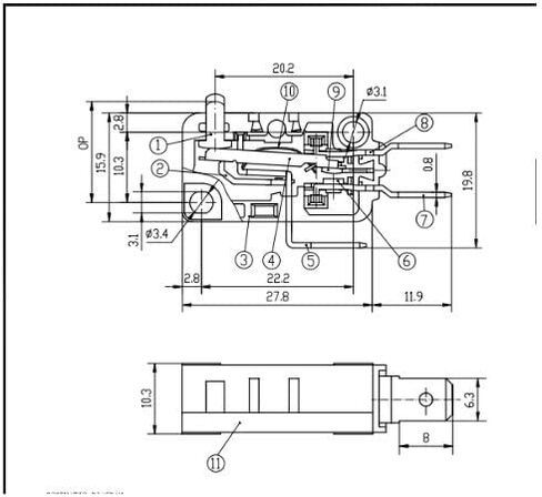 EXP480 Microwave Door Switch (NC - NO) Normally Closed/Open Replaces KW3A-16Z0-A200-76, W10211972, AP4357880, PS2338920 in Saudi Arabia