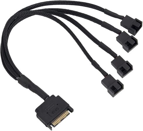 Cooling Fan Adapter Cable 15 Pin SATA to 4 x 3/4 Pin PWM 12V SATA in Kuwait