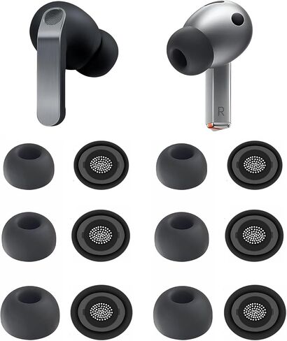 أطراف أذن متوافقة مع سماعات أذن Galaxy Buds 4 Pro SM-R640N، 6 أزواج بمقاسات S/M/L، أطراف بديلة من السيليكون الناعم، متوافقة مع Galaxy Buds 3 Pro SM-R630N 6 أزواج رمادي in Kuwait
