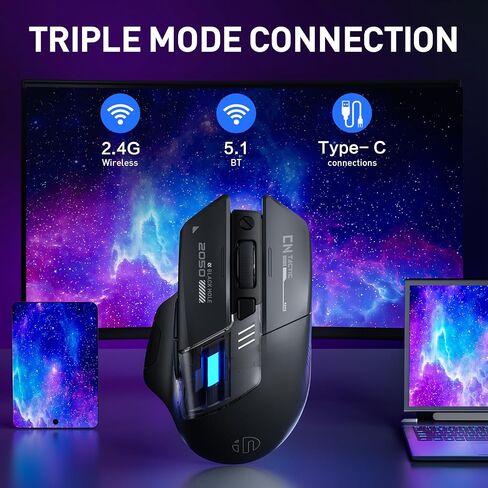 INPHIC A9 V2 Explorer Wireless Gaming Mouse, Tri-Mode, Rechargeable in Saudi Arabia