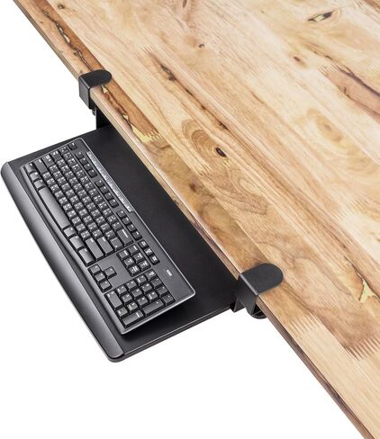 EHO Keyboard Tray with Drawer - Clamp On Under Desk Pull Out Extender Table Attachment Platform with Storage Organizer, Large 27.5" (31.8" Including Clamps) x 12.2", Height Adjustable for Home Office in Saudi Arabia