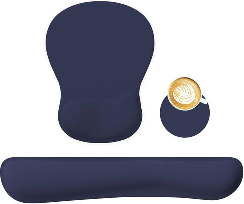 RICHEN Wrist Rest Support for Mouse Pad&Keyboard Set with Coaster,Concave Curved Memory Foam, Non-Slip Base Pain Relief Comfortable Easy Typing Pad for Home/Office (Light Blue) in Saudi Arabia