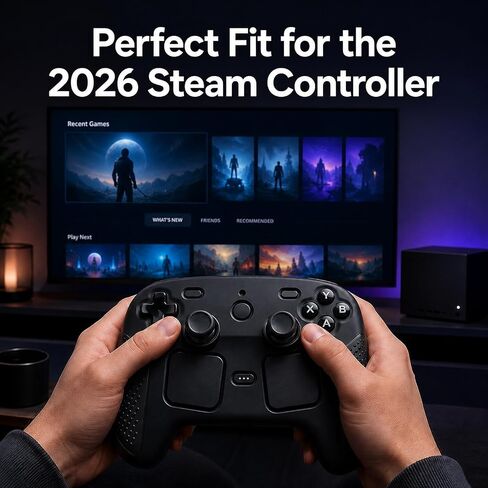 Protective Skin for 2026 Steam Controller 2, Soft Silicone Cover Case, Anti-Slip Shockproof Black Shell for Full Protection, Steam Controller Accessories in Saudi Arabia