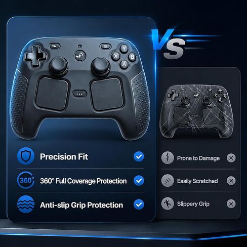 Protective Skin for 2026 Steam Controller 2, Soft Silicone Cover Case, Anti-Slip Shockproof Black Shell for Full Protection, Steam Controller Accessories in Saudi Arabia