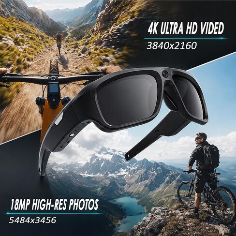 نظارات كاميرا بدقة 4K مع بطاقة سعة 64 جيجابايت، ونظارات شمسية لتسجيل الفيديو الذكي بمعدل 30 إطارًا في الثانية in Kuwait