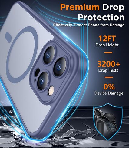 SPIDERCASE for iPhone 15 Pro Case, Magnetic Translucent Matte Case with 2PCS Tempered Glass Screen Protector Slim Phone Case for iPhone 15 Pro 6.1'', Lavender Gray in Saudi Arabia