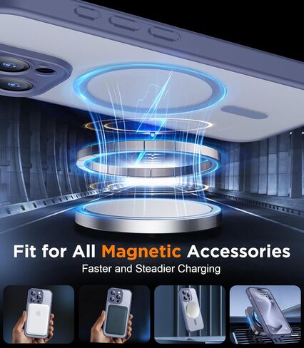 SPIDERCASE for iPhone 15 Pro Case, Magnetic Translucent Matte Case with 2PCS Tempered Glass Screen Protector Slim Phone Case for iPhone 15 Pro 6.1'', Lavender Gray in Saudi Arabia