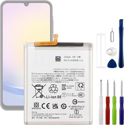بطارية EB-BA256ABS 3.88 فولت 4905 مللي أمبير في الساعة، متوافقة مع هواتف Samsung Galaxy A25 5G،A34،A54،A55، تأتي مع أداة تركيب البطارية in Kuwait